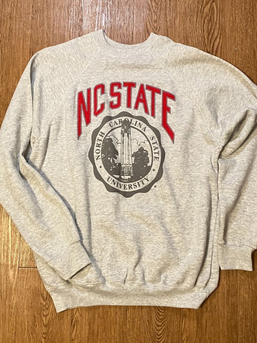 Vintage 90s NC State Sweatshirt XXL Tultex Made in USA Belltower Crewneck Gray